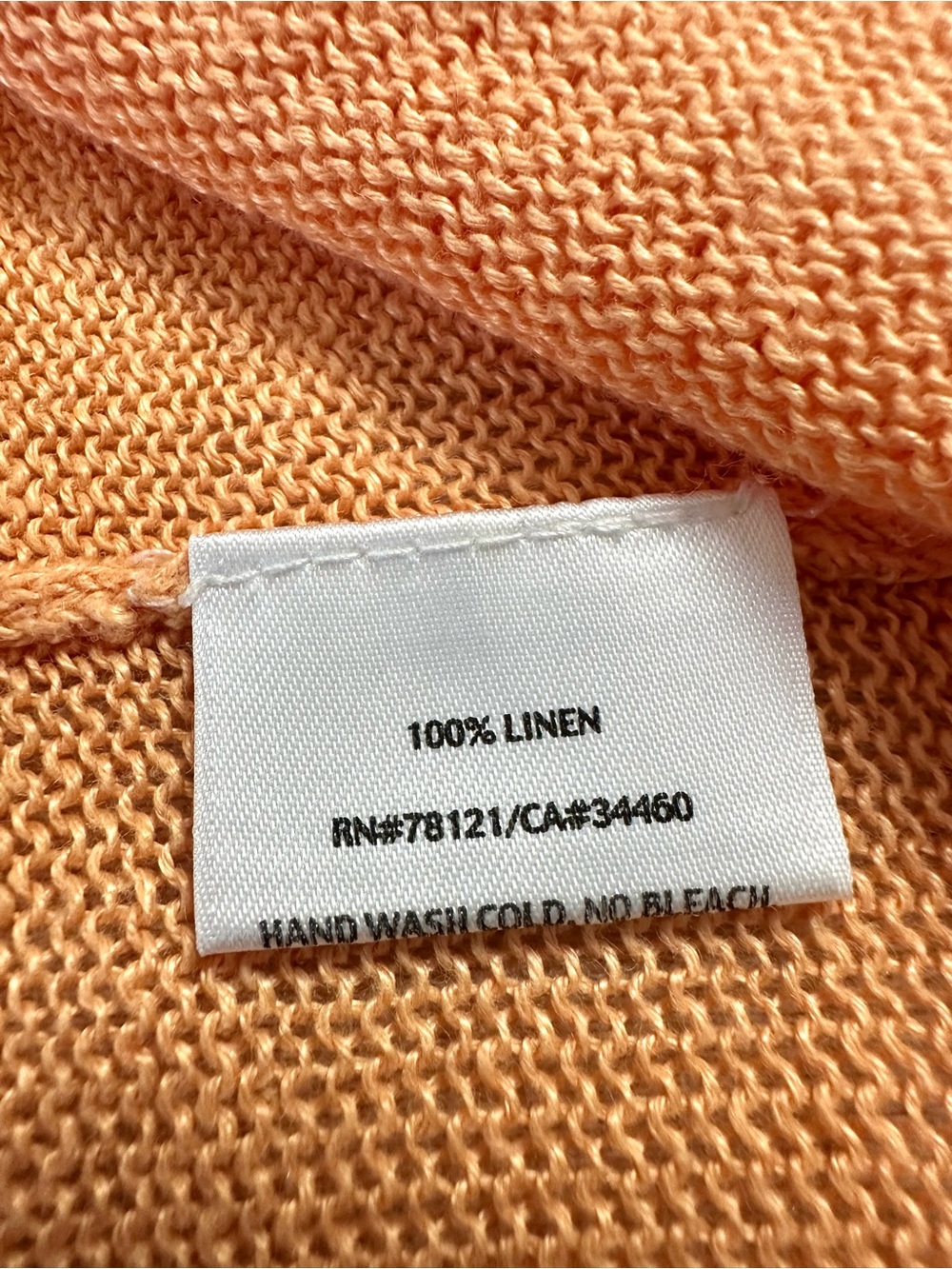 Eileen Fisher 100% Linen Hooded Sweater Size M Orange Lightweight - Picture 5 of 8